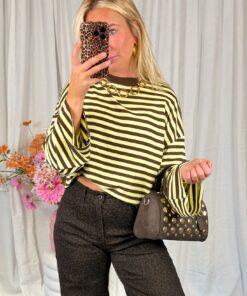 STRIPED LONGSLEEVE TOP GEEL/BRUIN