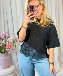 TRENDY KANTEN TOP ZWART