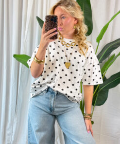 POLKADOT T-SHIRT WHITE BLACK