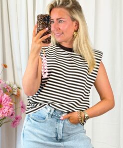 MOUWLOOS STREEP SHIRT MET SCHOUDER VULLING