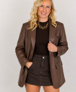 LEATHER PU BLAZER BRUIN